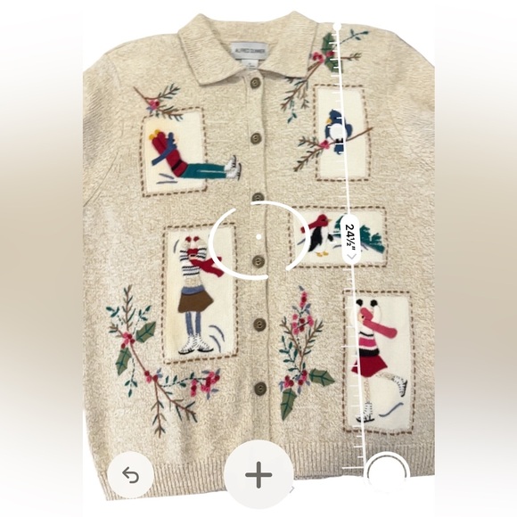 Alfred Dunner Embroidered Winter Scenes Ramie Cotton Blend Knit Sweater, Small - Picture 14 of 14